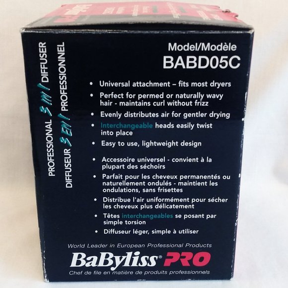 Babyliss Pro-Interchangeable 3 in 1 Diffuser-Universal Fit-Model BABD05C - Picture 10 of 13